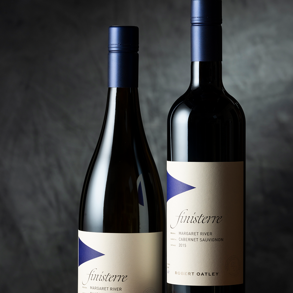 Photograph of 2 bottles of finisterre wine from Margaret River, Western Australia